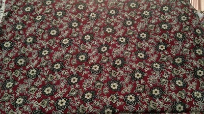 Fabric Marcus Bros NEW Flowers on Maroon 42" x 15" Replica of 1840-60 $3.55 - Image 1 of 4
