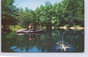 Fisherman In Boat Catching A Fish, Somewhere, USA, Vintage 1958 Chrome Postcard - Picture 1 of 2