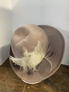 Vintage 1960s Mr. Charles Feather Fedora Hat Lavender Wool 7x7” - Picture 1 of 10