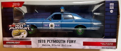 Greenlight 1:24 Green Machine Hot Pursuit 1978 Plymouth Fury Maine State Police - Image 1 of 2