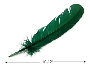 6 Pieces -Hunter Green Turkey Rounds Secondary Large Wing Quill Feathers Supply - Picture 1 of 11