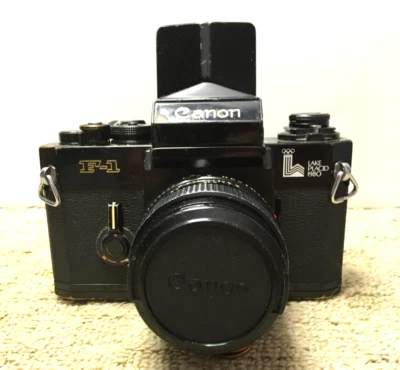 Working 1980 Lake Placid Canon F-1 Camera With Speed Finder and 50mm f1:1.4 Lens - Image 1 of 4