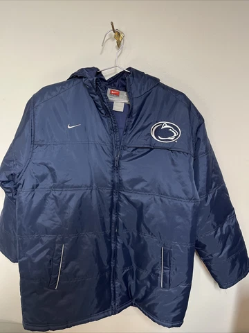 Nike Penn State Nittany Lions Stadium Jacket Mens Large Navy Blue Chest Pocket Cover