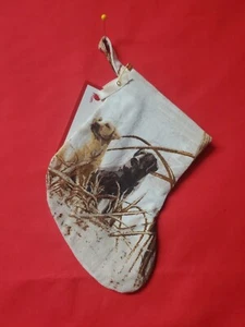 Christmas Stocking Handmade Lined 6" Hunting Chocolate Golden Lab Upcycled - Picture 1 of 3