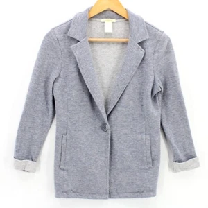 Matty M Sports Blazer Jacket Womens Gray Knit One Button Front Cotton Small S - Picture 1 of 8
