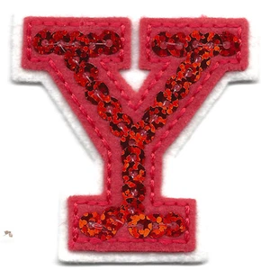 LETTERS - Red Sequin 2" Letter "Y" - Iron On Embroidered Applique - Picture 1 of 1