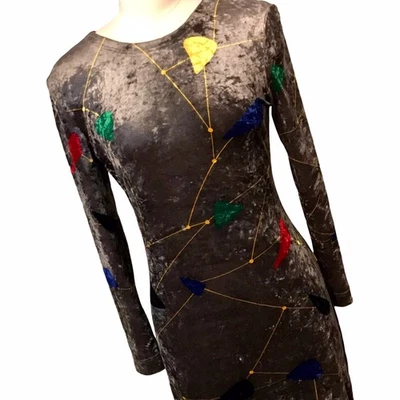VTG 90’s Versace Couture Crushed Velvet Dress Alexander Calder Print Read Sz 6 - Image 1 of 4