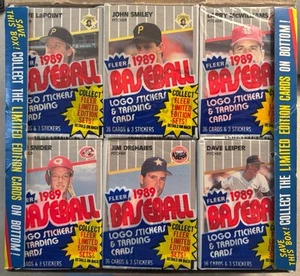 1989 FLEER BASEBALL 6 SEALED CELLO PAX 216 CRDS JOHNSON GRIFFEY SMOLTZ FRESH BOX - Picture 1 of 3
