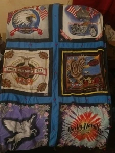 Vintage Harley Davidson Bandana Quilt/Blanket - Picture 1 of 7