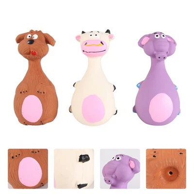  3 Pcs Interactive Giggles Dog Toys Latex Squeaky Chewing Puppy Molar Bite - Image 1 of 4