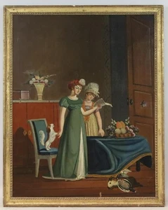 Das Jagdgeschenk 88x70cm Empire Ölgemälde unsigniert um 1810 (BG2756) - Bild 1 von 15