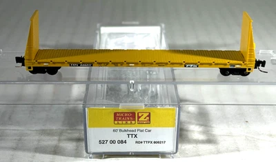 MICRO-TRAINS Z SCALE 60' BULKHEAD FLAT CAR TTX 52700084 - Image 1 of 3