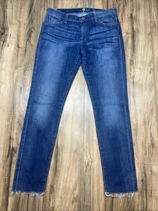 7 For All Mankind Stretch Jeans Damen 30 Whiskered Roxanne Ankle Cropped Raw Hem - Bild 1 von 11
