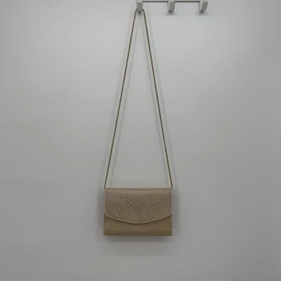 Sasha Flaws Champagne Satin Crossbody Beaded Bag Purse Formal - Image 1 of 4