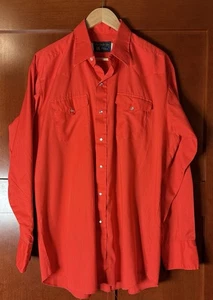 Vintage Panhandle Slim Western Shirt, Pearl Snap, 17x35 Red - Picture 1 of 6