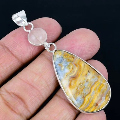 Colgante hecho a mano Crazy Lace Ágata enchapado en plata 925 de 2,64" Foto 1 de 3