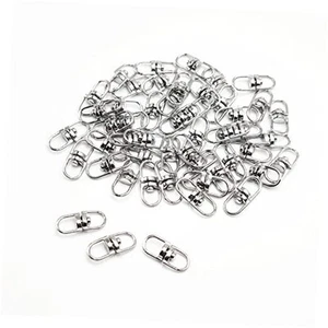 50pcs Swivel Connectors Clasps Double Ended Eye Hooks Lanyards Key Ring Silver - Picture 1 of 7