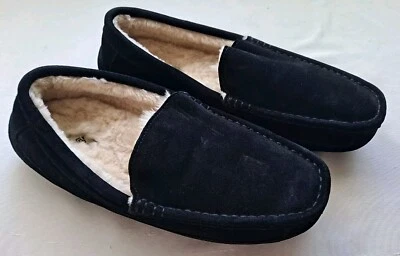 DREAM PAIRS MENS SZ 12 BLACK SUEDE SHEEPSKIN LINED SLIP ON SLIPPERS MOCCASIN - Image 1 of 4