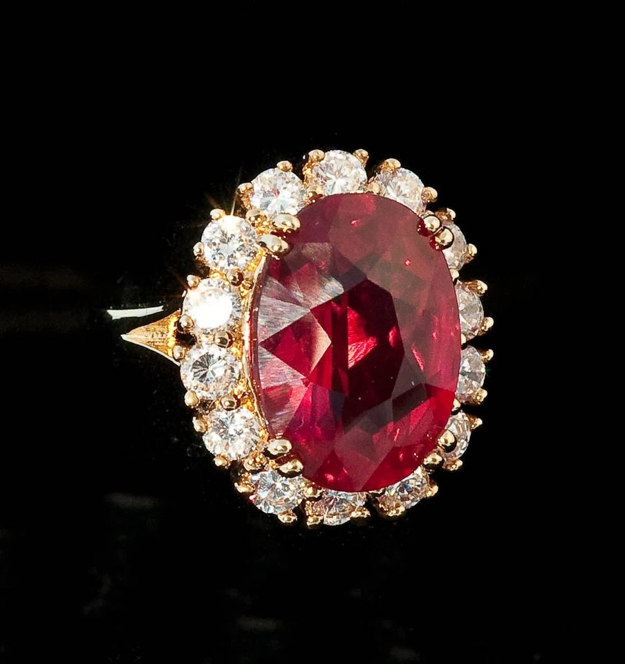 Anillo Jacqueline Jackie Kennedy réplica rojo rubí simulado Foto 1 de 1