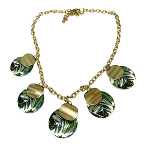 Modern Gold Tone & Thermoset Plastic Disc Necklace. A337-T30 - Picture 1 of 6