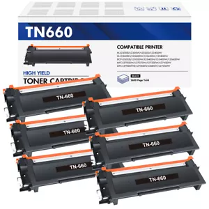 6 Pack TN660 TN630 Toner Compatible With Brother DCP-L2520DW HL-L2300D HL-L2380 - Picture 1 of 9