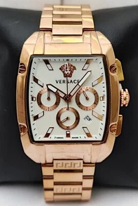 Luxury Versace Chronograph Men White Dial Stainless Steel Band Quartz Wristwatch - Picture 1 of 8
