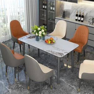 High Gloss Rectangular Dining Table 55” Kitchen Table for 4-6 Person Carbon Grey - Picture 1 of 18