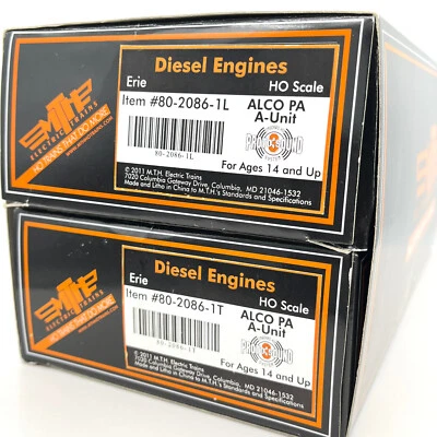 MTH HO Scale 8020861 Erie Alco PA Locomotive A/A Units DCC Proto 3 Sound Smoke - Image 1 of 4