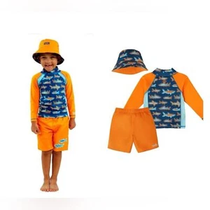 Orange and Blue Rashguard Swim Set with Sun Protection ๐งด ๐ด - Picture 1 of 7
