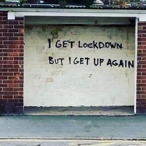 Retro Vintage Get Lockdown Get Up Again Pub Shed Man Cave Quote 20cm Metal SIGN - Picture 1 of 2