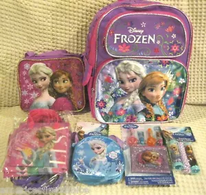 Frozen Elsa Anna 16" Backpack,Lunch Bag,Party Bags,Jump Rope,Puzzle,Lip Balm-New - Picture 1 of 1