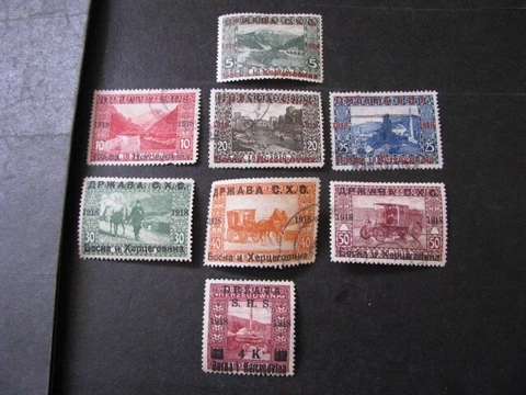 Yugoslavia Stamps 8 Assorted Bosnia & Herzegovina Stamps from 1918 Lot Cover