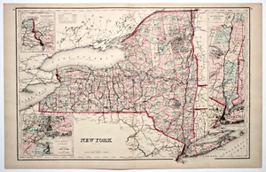 "NEW YORK" Antique original state map 1880 - Picture 1 of 1