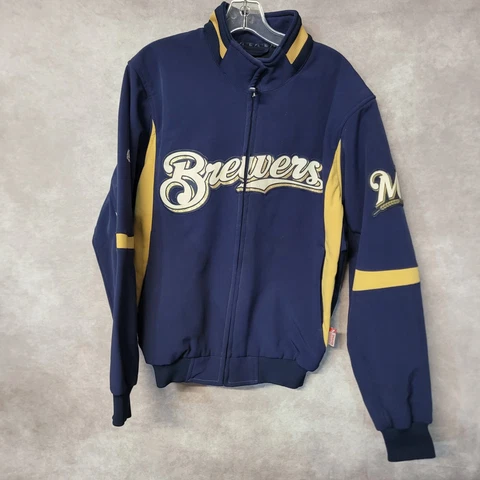 Majestic Authentic Therma Base Milwaukee Brewers Dug Out Jacket Mens M Cover