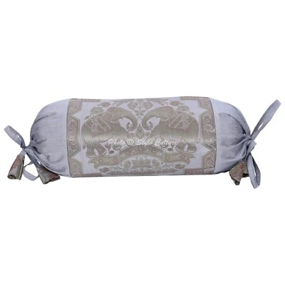 Art Decor Bolster Bolster Cover Brocade Jacquard Gypsy Cylinder Pillow For Neck - Image 1 of 4