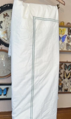 Funda nórdica Restauración Hardware hotel italiano punto satinado KING blanco lt azul Foto 1 de 4