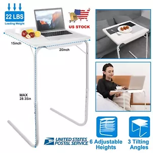 Adjustable Portable Folding Table Desk Smart TV Tray Laptop PC Dinner Bed Mate - Picture 1 of 12