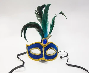 VENETIAN MASQUERADE BALL PARTY MASK FEATHERS WITH TIES DESIGN A 5 COLOURS PARTY - Picture 1 of 6