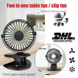360° Mini USB Ventilator Akku Clip Fan Tischventilator 2000mah Tisch Lüfter - Bild 1 von 14