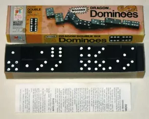 Vintage 1970 MILTON BRADLEY Halsam DOUBLE SIX Dragon DOMINOES Set #4130 in Box! - Bild 1 von 5