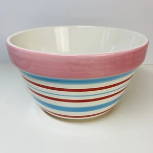 Mason Cash 36’s Pudding Bowl - Pink Rim Horizontal Stripes - Excellent Condition - Picture 1 of 10