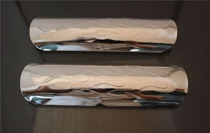 2x Chrome Flame Exhaust Muffler Pipe Heat Shield Heel Guard Motorcycle Chopper - Picture 1 of 6