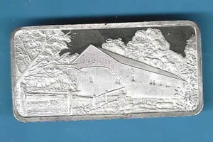 COVERED BRIDGE .999 SILVER ART BAR - Picture 1 of 2
