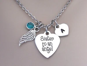 Sister to an Angel Necklace, Loss of Sister, Memorial Jewelry - Angel Sister - Picture 1 of 6