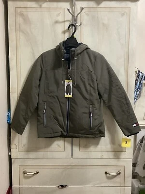 Nueva parka de invierno Tommy Hilfiger forrada de felpa aislada verde militar pequeña para mujer Foto 1 de 4