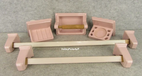 Vintage Pastel Pink Aesthetic Bathroom Porcelain Toothbrush Soap Towel Holders Cover