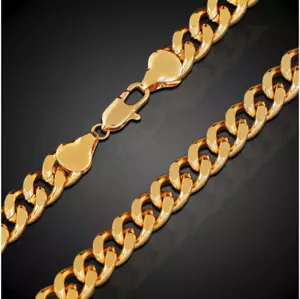 18k Goldkette vergoldet Panzerkette 7MM dick 60cm Damen Herren Hals Kette G17 - Bild 1 von 9