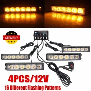 4er LED Warnlicht Frontblitzer Stroboskoplicht Warnleuchte 12V KFZ LKW PKW DHL - Bild 1 von 15