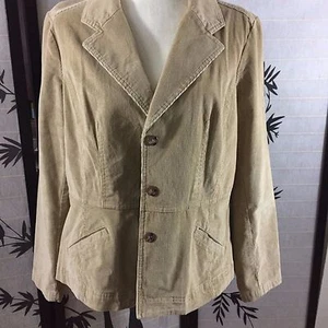 Women's Context Size 14 Tan Suede Leather 1 Button 2 Pocket Jacket Fully Lined - Picture 1 of 8