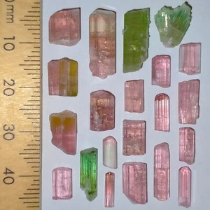 Tourmaline Elbaite Rubellite rough gems uncut loose raw crystals bundle 40.4ct - Foto 1 di 6
